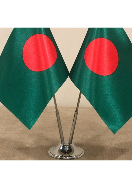 Bangladeş Masa Bayrağı Krom Direkli İkili Bayrak fiyatları