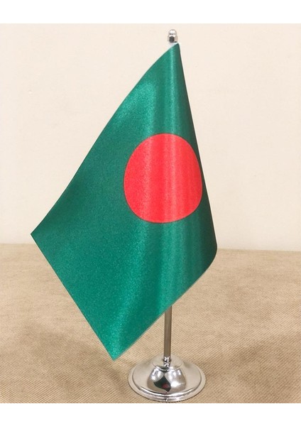 Bangladeş Masa Bayrağı Krom Direkli Tekli Bayrak