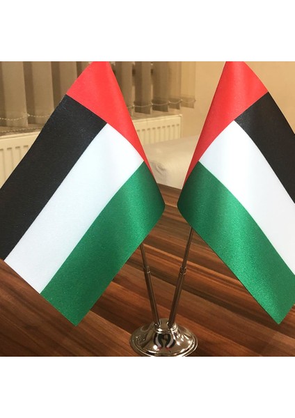 Birleşik Arap Emirlikleri Masa Bayrağı Krom Direkli İkili Bayrak fiyatları