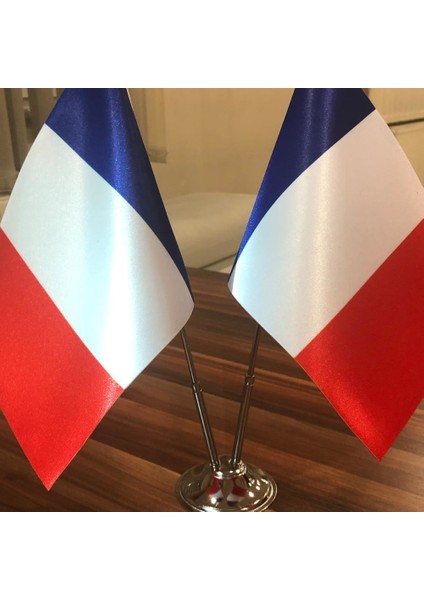 Fransa Masa Bayrağı Krom Direkli İkili Bayrak fiyatları