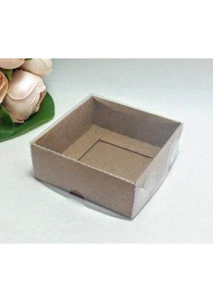 10 Adet 8x8x3 Kraft Üstü Asetatlı Kutu