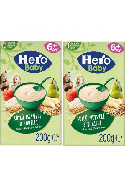 Sütlü 8 Tahıllı Meyveli Kaşık Mama 200GR x 2 Adet