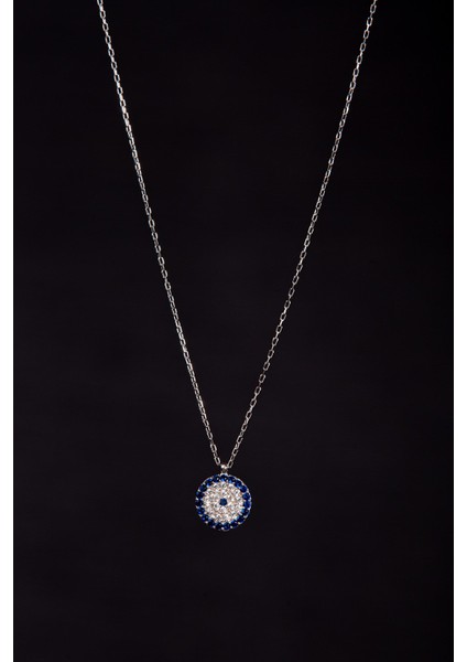 Beyaz Zirkon Taşlı Nazar Boncuklu Kadın Gümüş Kolye 925 Ayar fırsatları