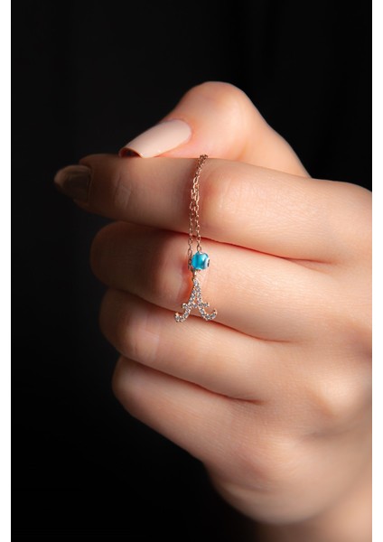 Zirkon Taşlı A Harf Kolye Rose Gümüş Altın Kaplama Kadın Gümüş Kolye 925 Ayar fiyatları