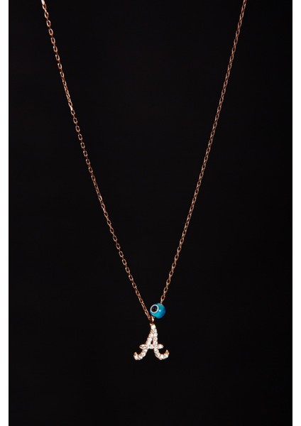 Zirkon Taşlı A Harf Kolye Rose Gümüş Altın Kaplama Kadın Gümüş Kolye 925 Ayar modelleri