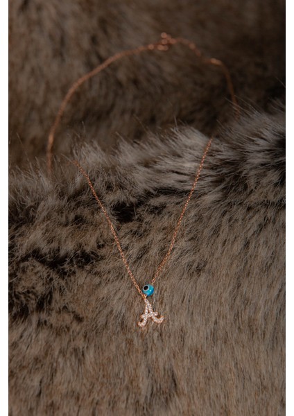 Zirkon Taşlı A Harf Kolye Rose Gümüş Altın Kaplama Kadın Gümüş Kolye 925 Ayar fırsatları