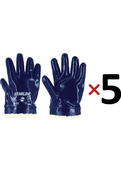 Nitril Eldiven Petrolcü Eldiveni Iş E-372 Mavi 5 Çift L