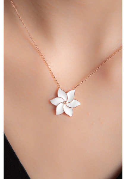 Rüzgar Gülü Mineli Rose Altın Kaplama Kadın Gümüş Kolye 925 Ayar fiyatları