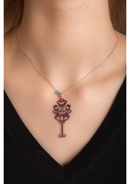 El-Vedüd Yazılı Rose Altın Kaplama Kadın Gümüş Kolye 925 Ayar