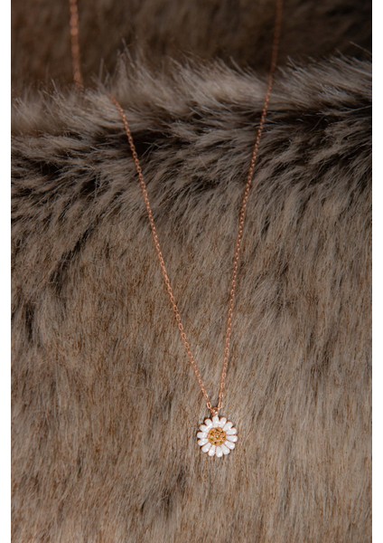 Papatya Mineli Rose Altın Kaplama Kadın Gümüş Kolye 925 Ayar indirimleri