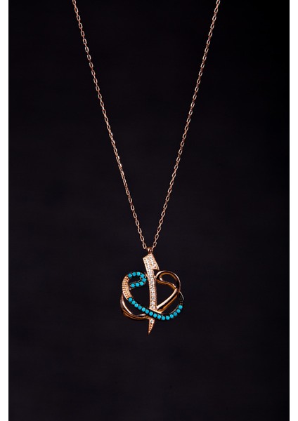 Mavi Beyaz Zirkon Taşlı Vav Elif Kadın Gümüş Kolye 925 Ayar fırsatları