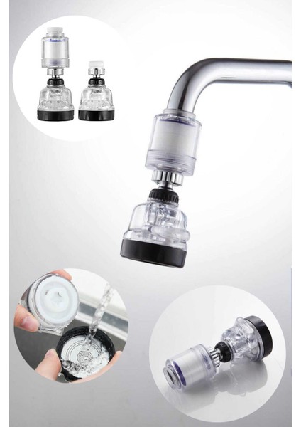 3 Fonksiyonlu Şeffaf Filtreli 360 Derece Döner Musluk Başlığı fırsatları