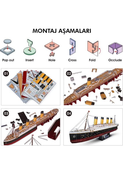 Cubic Fun Titanic LED Işıklı 3D Puzzle