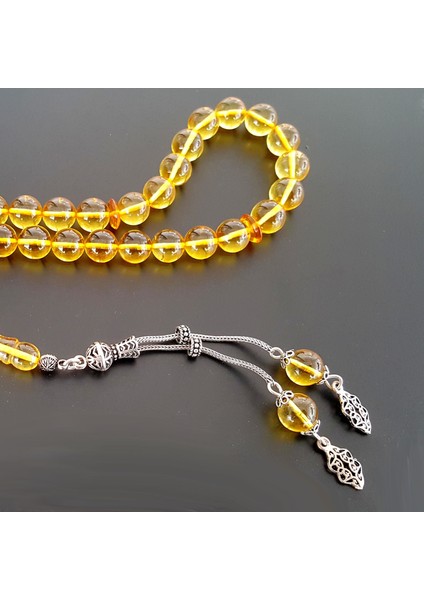 925 Ayar Gümüş Püsküllü Damla Kehribar Tesbih modelleri