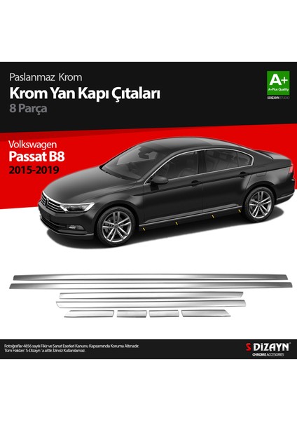 VW Passat B8 Krom Yan Kapı Çıtası 8 Parça 2015-2019 fırsatları