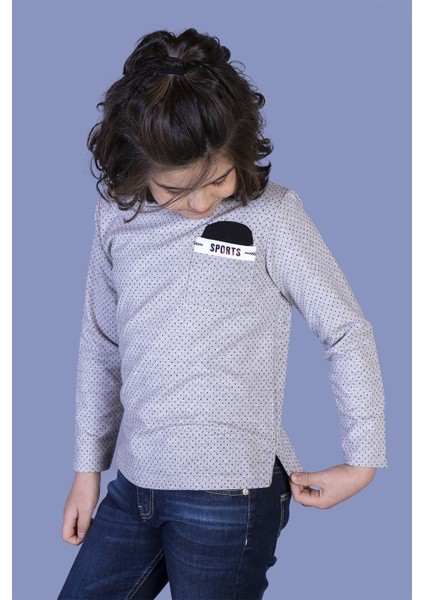 Erkek Çocuk Cep Üstü Şeritli T-Shirt