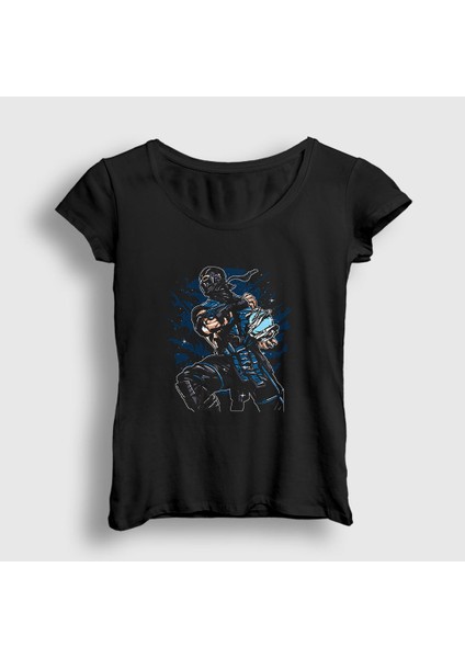 Kadın Siyah Sub Zero V4 Mortal Kombat T-Shirt