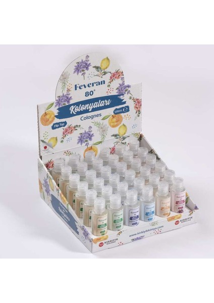 Kolonya 80 Derece Lavanta 50 Ml. Fliptop Standlı - 36 Adet