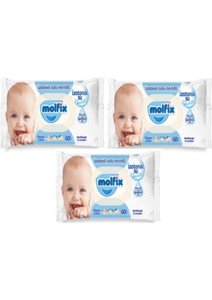 Izotonik Sulu Islak Mendil Hassas Ciltler 60'lı x 3 Paket