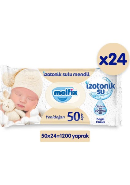 Izotonik Sulu Islak Mendil Yenidoğan 50'li x 24 Paket