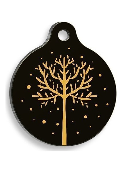 Christmas Serisi Black&yellow Tree Yuvarlak Kedi ve Köpek Künyesi