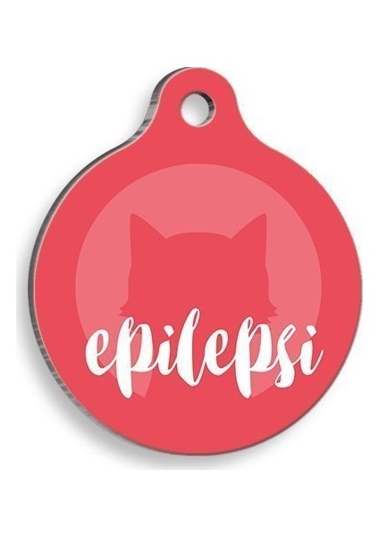 Tıbbi & Engelliler Serisi Epilepsi Kedi Kırmızı Yuvarlak Kedi ve Köpek Künyesi