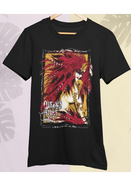 Tasarım Rock Poster Queens Of The Stone Baskılı T-Shirt