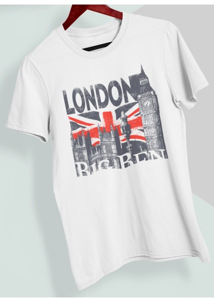 Tasarım Ülke Şehir London Baskılı T-Shirt