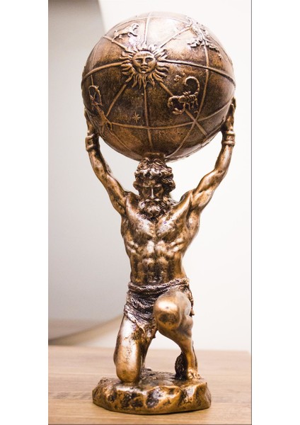 Atlas Biblo Özel Tasarım Bronz Heykel 32 cm Ev Dekor fiyatları