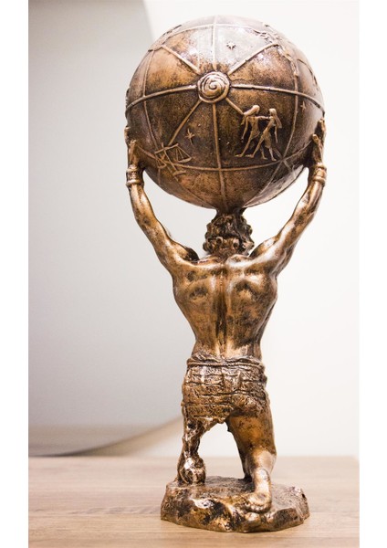 Atlas Biblo Özel Tasarım Bronz Heykel 32 cm Ev Dekor fırsatları
