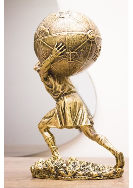 Atlas Biblo Özel Tasarım Gold Heykel 30 cm Ev Dekor fiyatları