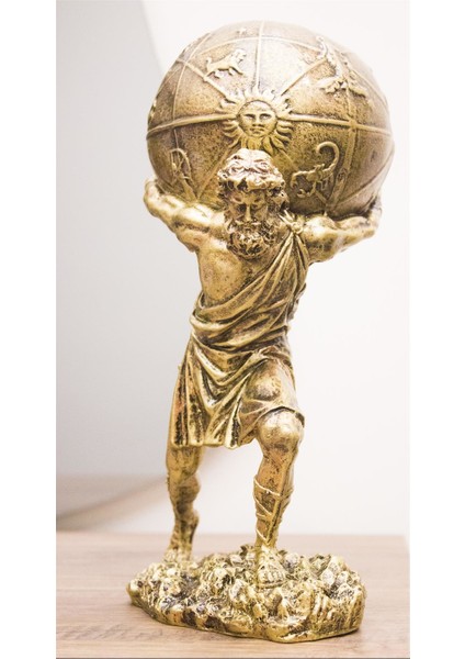 Atlas Biblo Özel Tasarım Gold Heykel 30 cm Ev Dekor modelleri