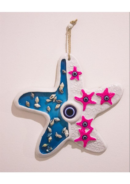 Üçlü Deniz Yıldızı Deniz Kabuklu Nazar Boncuklu Duvar Süsü Bahçe Süsü Balkon Süsü Ev Dekor fiyatları