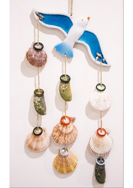 Deniz Kabuklu Martı Duvar Balkon Bahçe Süsü Ev Dekor