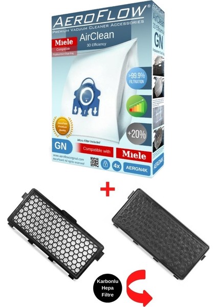Miele S5211& S8310 Hepa Filtre + 4 Adet Gn Toz Torbası