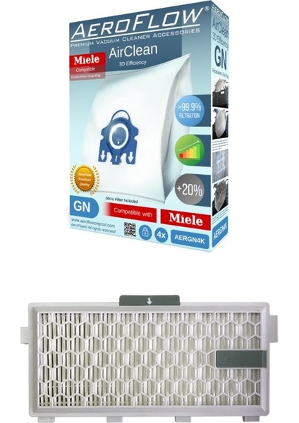Miele S4212&S4510 Toz Torbası Gn Tipi 4 Adet + Hepa Filtre