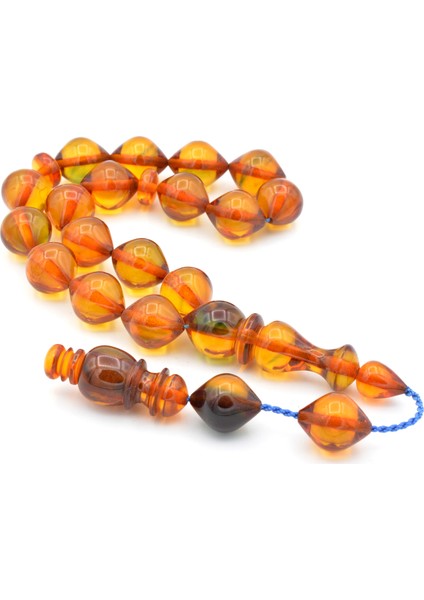 Usta Işi Sistemli Koyu Sarı Sıkma Kehribar Maskot Tesbih