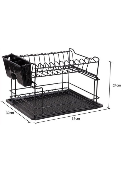 Home Iki Katlı Modüler Tabaklık Bulaşıklık Mat Siyah KB010S