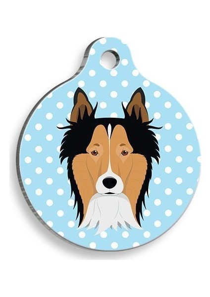 Mavi Puantiyeli Border Collie Yuvarlak Köpek Künyesi