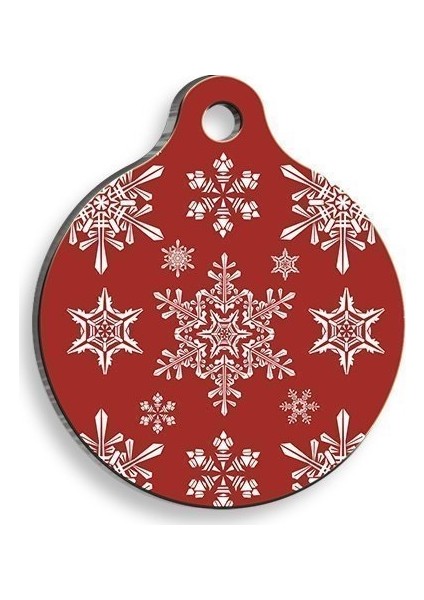 Christmas Serisi Snow Red Yuvarlak Kedi ve Köpek Künyesi