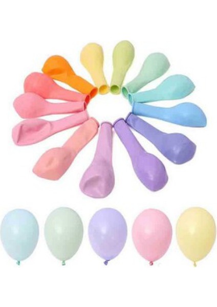 Hayaller Dükkanı Balon Düz Pastel(Makaron,Pudra Balon)12 Inc Karışık Pk:100