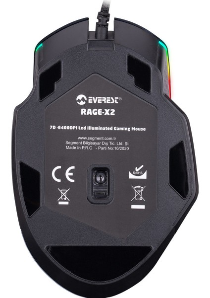 RAGE-X2 Usb Siyah 800/1600/3200/4800/6400 dpi Gaming Oyuncu Mouse