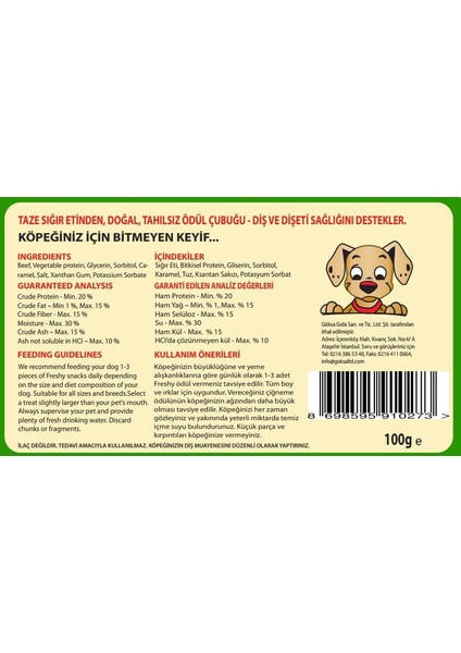 Beefy Sticks Gerçek Sığır Etli Köpek Ödül 10'lu