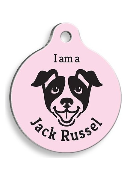 Pembe Jack Russel Yuvarlak Köpek Künyesi