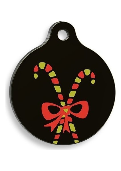 Pet Tag Art Christmas Serisi Black Gift Yuvarlak Kedi ve Köpek Künyesi