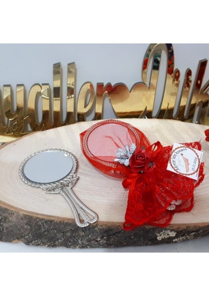 30 Adet Dantel Keseli Işlemeli Metal Ayna Nikah Şekeri