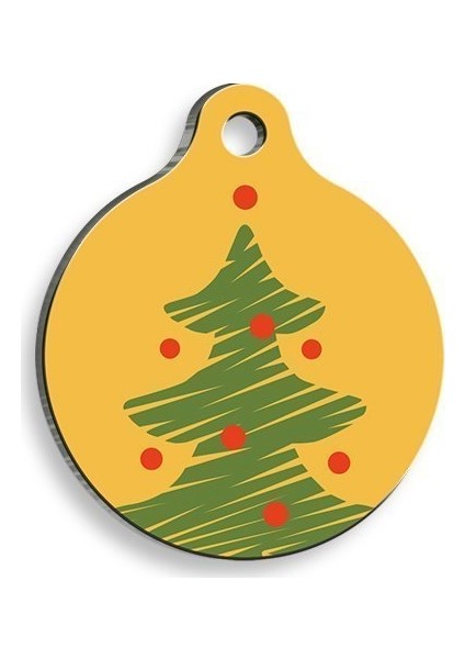 Christmas Serisi Art Tree Yuvarlak Kedi ve Köpek Künyesi