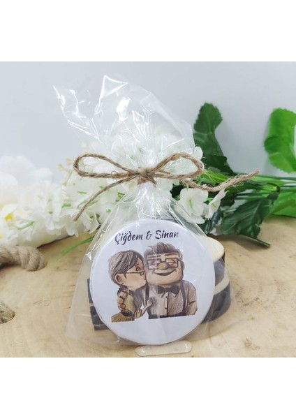 30 Adet Kahverengi Çiçekli Açacak Magnet Söz Nişan Nikah Si Nikah Şekeri Metal 6 cm