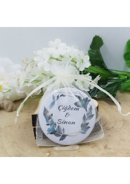 30 Adet Kahverengi Çiçekli Açacak Magnet Söz Nişan Nikah Si Nikah Şekeri Metal 6 cm