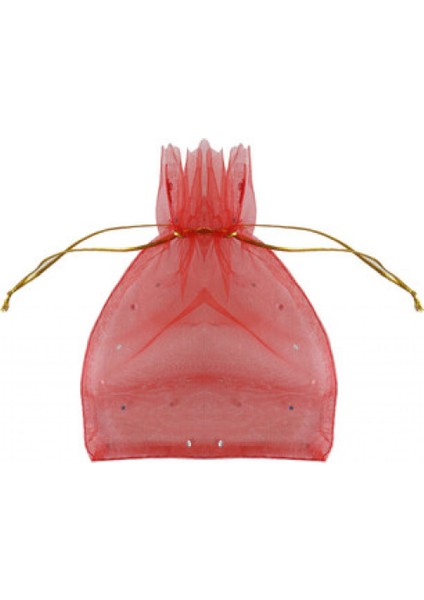 Kese Taşlı Altın Ipli 12X14 cm Kırmızı PK:100